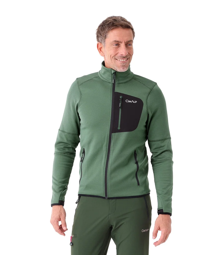 Veste polaire Cimalp verte portée, vue de face