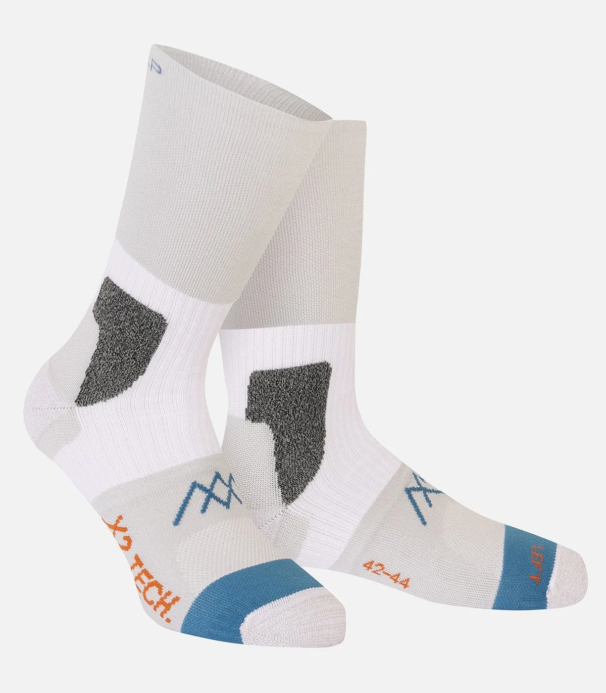 Paire de chaussettes Cimalp mi-hautes blanches à renforts gris au talon et à l'avant-pied